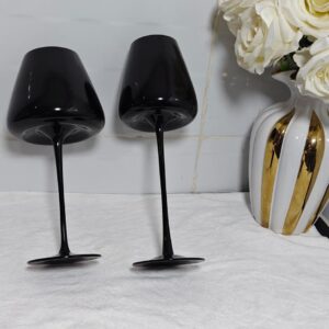 Elegant Long Stem Glass Goblet Wine Glass Set – Luxury Black & Gold Crystal Glassware | Premium Dining Kenya