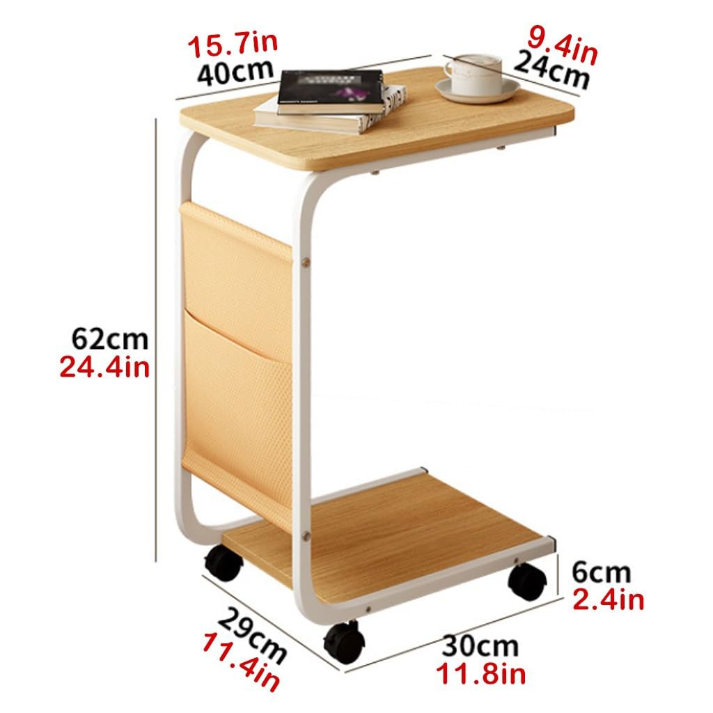 2-Layer Trolley Side Table with Insert Pocket – Modern Rolling Storage & Sofa Side Table | Compact Home Organizer Kenya - Image 2