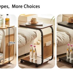 2-Layer Trolley Side Table with Insert Pocket – Modern Rolling Storage & Sofa Side Table | Compact Home Organizer Kenya
