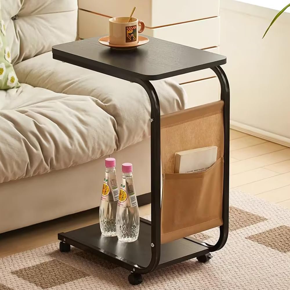 2-Layer Trolley Side Table with Insert Pocket – Modern Rolling Storage & Sofa Side Table | Compact Home Organizer Kenya - Image 3