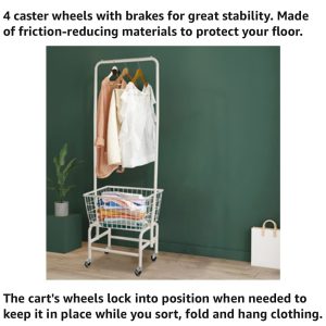 Laundry Basket with Wheels & Hanging Rack – Rolling Clothes Hamper & Garment Organizer | Home Storage Solution Kenya