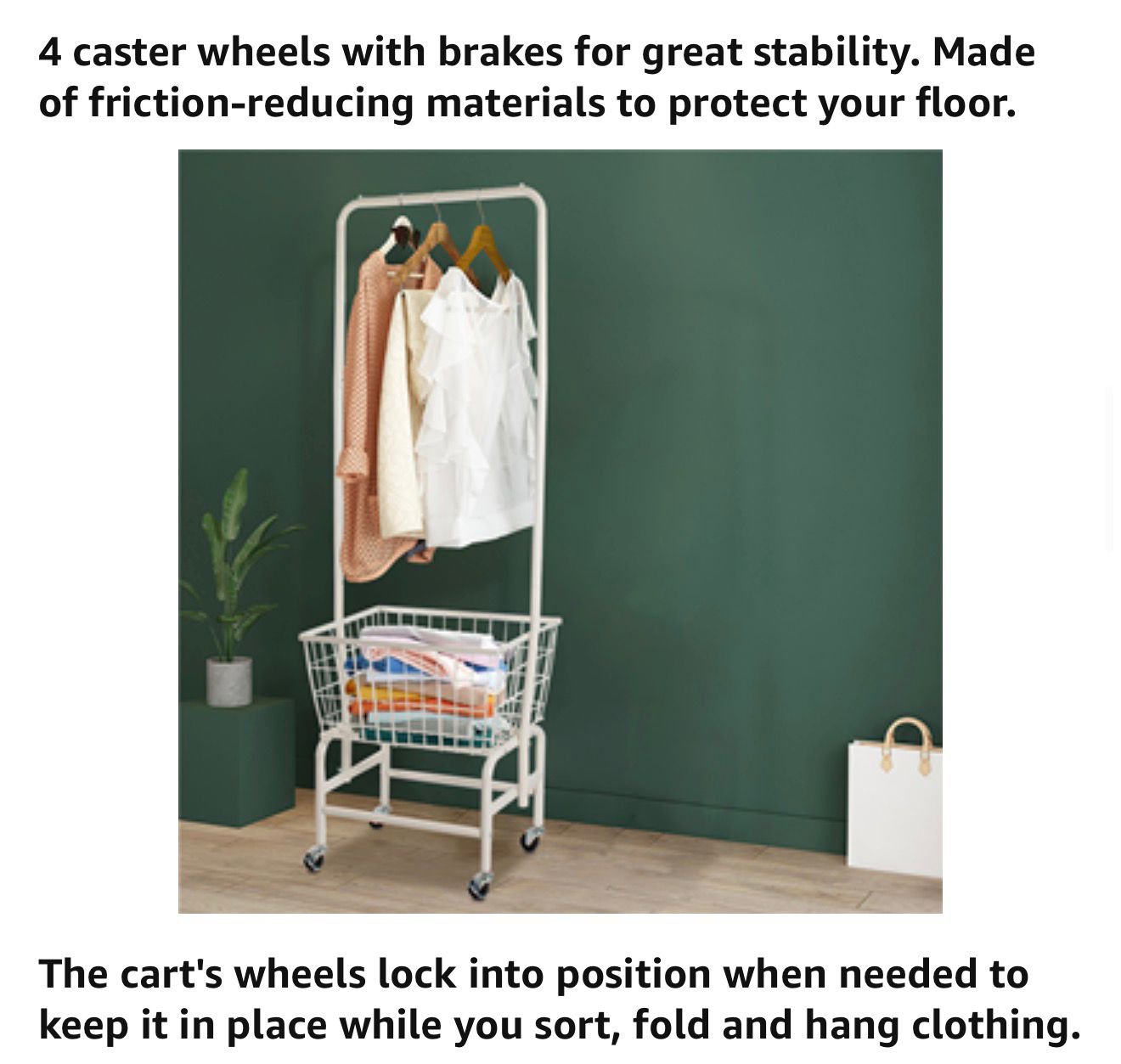 Laundry Basket with Wheels & Hanging Rack – Rolling Clothes Hamper & Garment Organizer | Home Storage Solution Kenya
