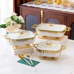 3pc Ceramic Chafing Dish Set – White & Gold Food Warmers | Luxury Serving Collection Kenya