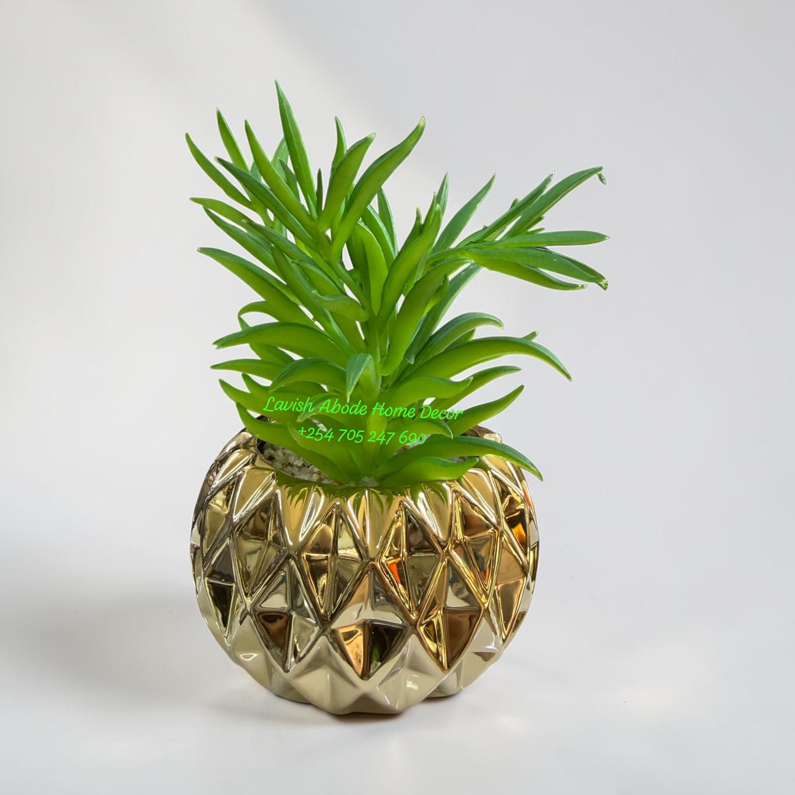 Nordic Artificial Succulents in Gold Ceramic Pots – Modern Tabletop Greenery Décor | Home & Office Styling Kenya - Image 2
