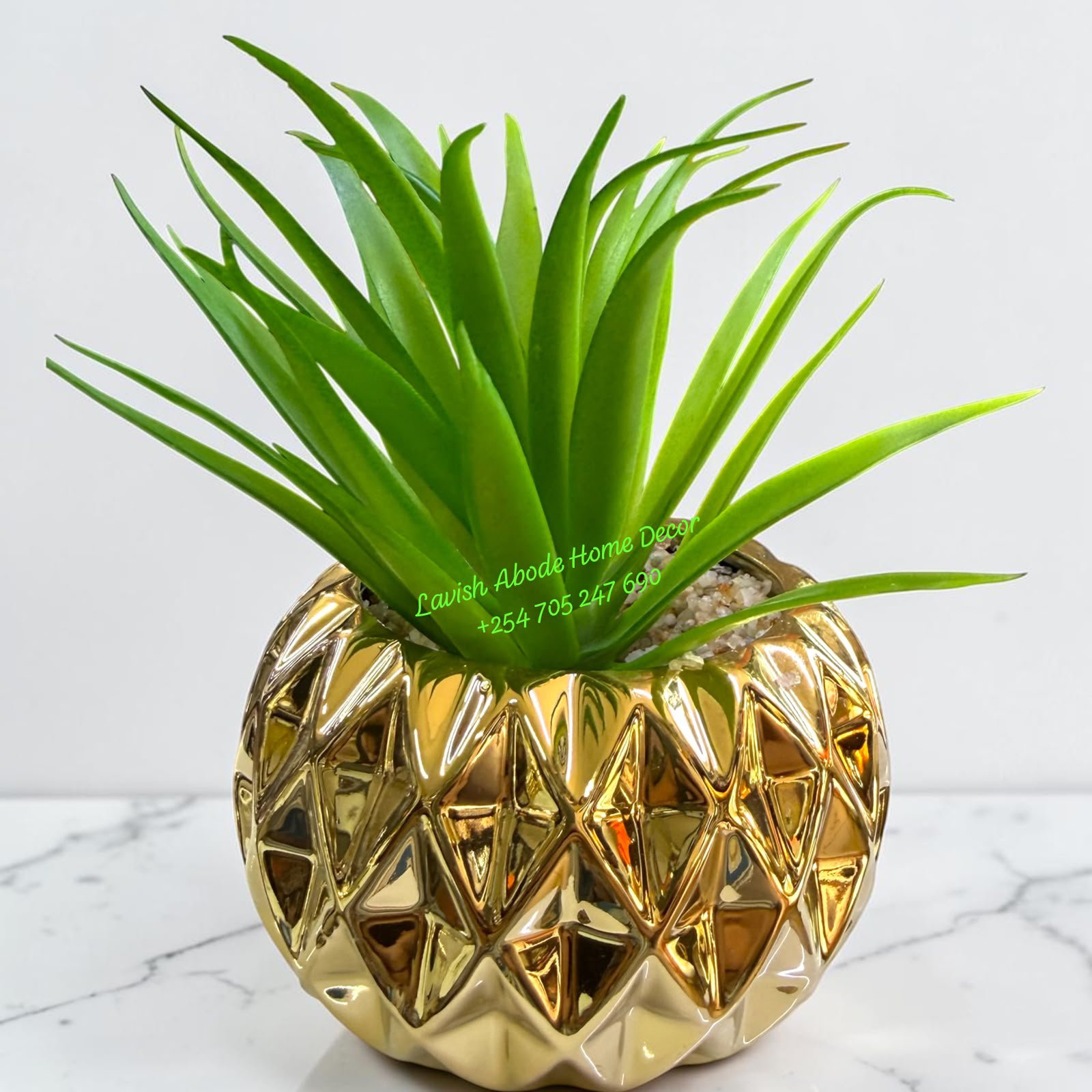 Nordic Artificial Succulents in Gold Ceramic Pots – Modern Tabletop Greenery Décor | Home & Office Styling Kenya
