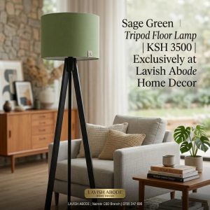 Sage Green Tripod Floor Lamp – Modern Decorative Standing Lamp | Luxury Home & Office Lighting Kenya