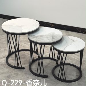 3-Piece Round Nesting Coffee Table Set with Marble Stone Tops & Black Metal Frames | Modern Coffee Tables Kenya