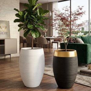 Large Modern Fiber Plant Pot – 70×40cm Decorative Planter | Luxury Indoor & Outdoor Home Décor Kenya