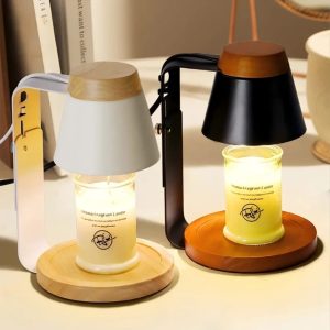 Electric Candle Warmer Lamp with Bamboo Base & Top – Dimmable Candle Warmer | Modern Home Decor Kenya