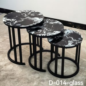 3-Piece Round Nesting Coffee Table Set – Marble-Effect Glass Tops with Black Metal Frames | Modern Coffee Tables Kenya