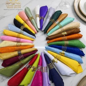 Damask Dining Table Napkins – Elegant Decorative Dinner Napkins with Metallic Rings | Luxury Table Décor Kenya