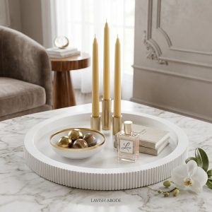 White Ribbed Decorative Tray – Modern Luxury Display & Serving Tray | Elegant Home Décor Kenya